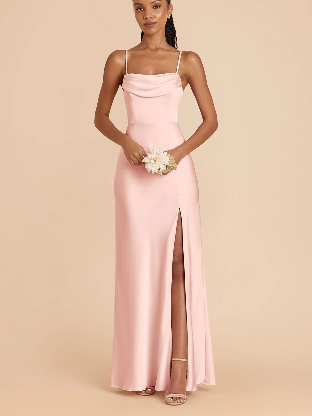 Birdie Gray Blush Pink Matte Satin Bridesmaids Dress